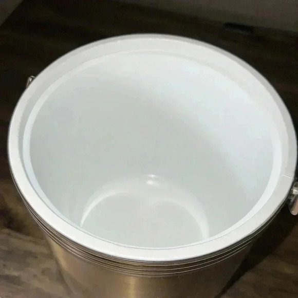 Vintage Ice Bucket Mid Century Modern MCM Copper/Gold w Ice Tongs Made in USA - Picture 8 of 10